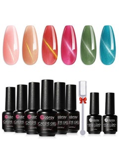 Mobray Cateye Gel Nail Polish Set 3D Cat eye Magnetic Gel Polish Kit Needed magnet UV Lamp Nail Gel Soak Off Nail Art for Wome (gel nail polish set6)  - Image 1