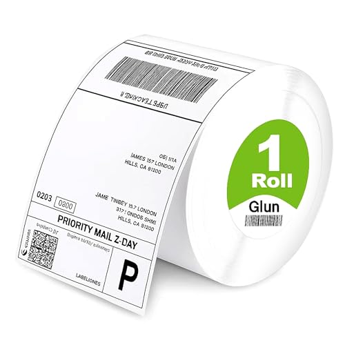 GLUN® Direct Thermal Label Stickers,4x6 Inch (100x150mm), 400 Labels Per Roll Compatible with Thermal Printers, Self-Adhesive Shipping Labels Pack of 1 - Image 1