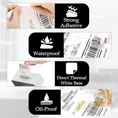 GLUN® Direct Thermal Label Stickers,4x6 Inch (100x150mm), 400 Labels Per Roll Compatible with Thermal Printers, Self-Adhesive Shipping Labels Pack of 1 - Image 4