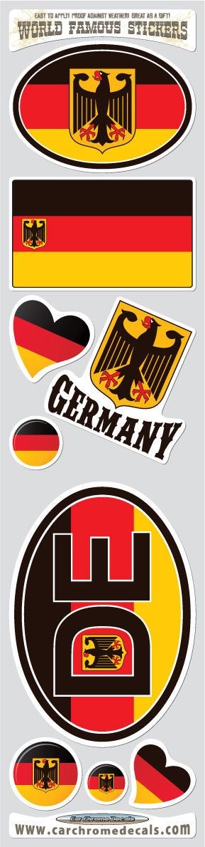 Car Chrome Decals STS-German Germany 9 Stickers Set German Deutschland Flag Decals Bumper stiker car auto Bike Laptop - Image 5