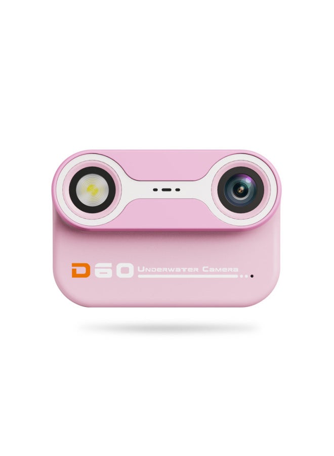 Kids Mini Camera D60 Waterproof Camera Underwater 3 Meters Diving Outdoor Swimming Photo Video Camera-Color:Pink  - Image 1