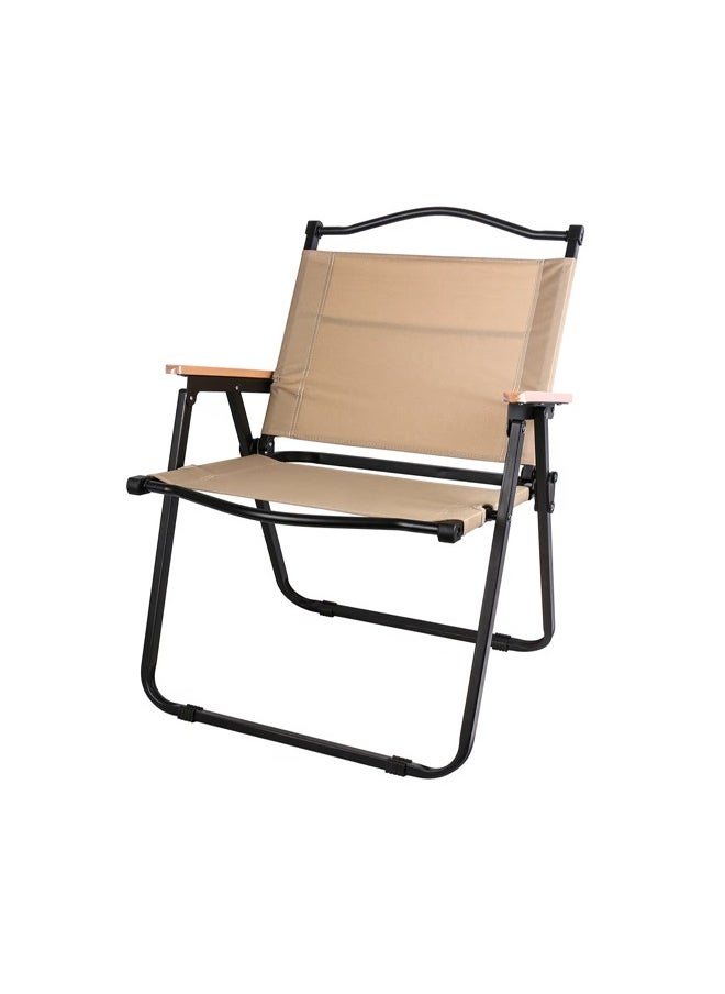 ATM Foldable Camping Chair Set with Steel Armrests - Beige - 55x47x77 CM  - Image 1