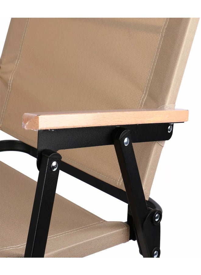 ATM Foldable Camping Chair Set with Steel Armrests - Beige - 55x47x77 CM  - Image 3