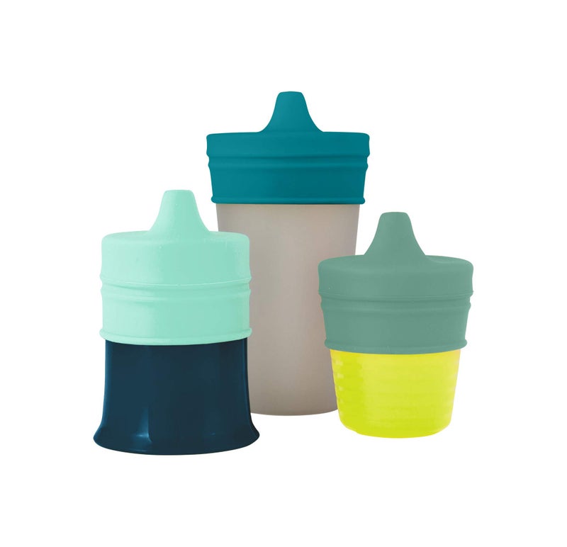Boon Snug Silicone Sippy Cup Lids - Convert Any Kids Cups or Toddler Cups into Soft Spout Sippy Cups - Toddler Feeding Supplies and Travel Essentials - Green - 3 Count - Image 2