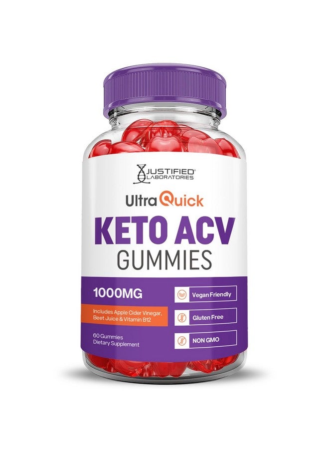 Justified Laboratories Ultra Quick Keto ACV Gummies Advanced Formula 1000MG Ultraquick Keto Gummies Apple Cider Vinegar Formulated with Pomegranate Beet Juice Powder B12 Vegan Non GMO 60 Gummys  - Image 4
