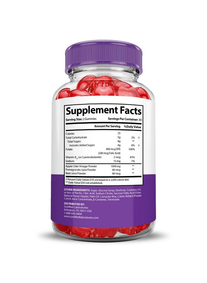 Justified Laboratories Ultra Quick Keto ACV Gummies Advanced Formula 1000MG Ultraquick Keto Gummies Apple Cider Vinegar Formulated with Pomegranate Beet Juice Powder B12 Vegan Non GMO 60 Gummys  - Image 5