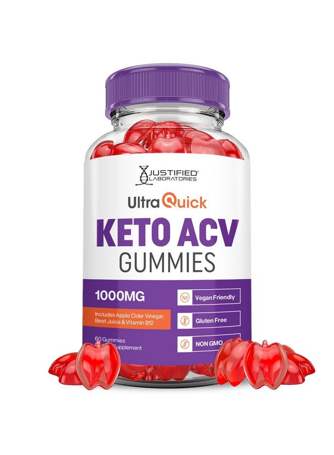 Justified Laboratories Ultra Quick Keto ACV Gummies Advanced Formula 1000MG Ultraquick Keto Gummies Apple Cider Vinegar Formulated with Pomegranate Beet Juice Powder B12 Vegan Non GMO 60 Gummys  - Image 1