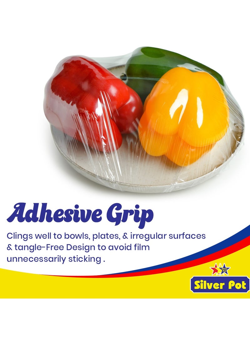 Silver Pot فيلم تغليف بولي إيثيلين متميز - عبوة مزدوجة - 30 سم × 100 سم - لفة تغليف متينة، من الدرجة الغذائية للحفاظ على النضارة والتخزين والتغليف - Image 5