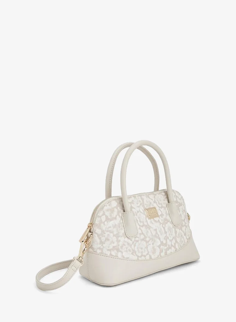 Flora Bella By Shoexpress CREAM Flora Bella Floral Print Handbag With Double Handles And Detachable Shoulder Strap for Women | Best Price UAE