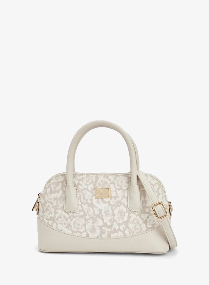 Flora Bella Floral Print Handbag With Double Handles And Detachable Shoulder Strap