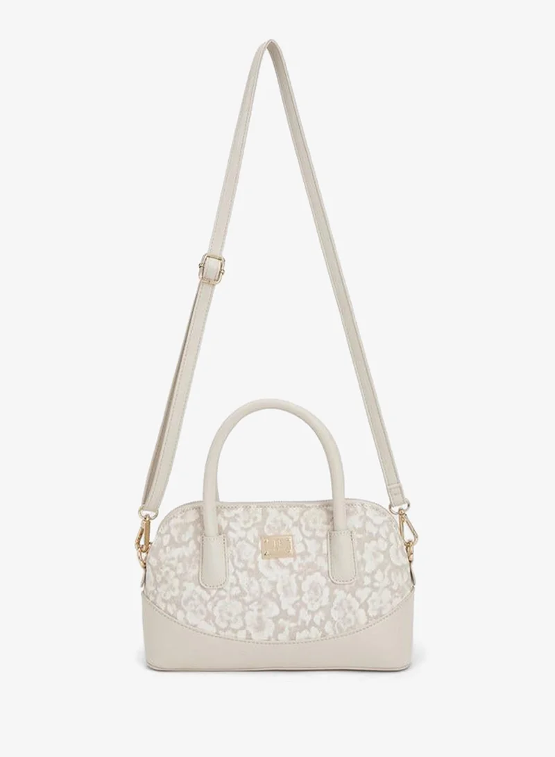 Flora Bella By Shoexpress CREAM Flora Bella Floral Print Handbag With Double Handles And Detachable Shoulder Strap for Women | Best Price UAE