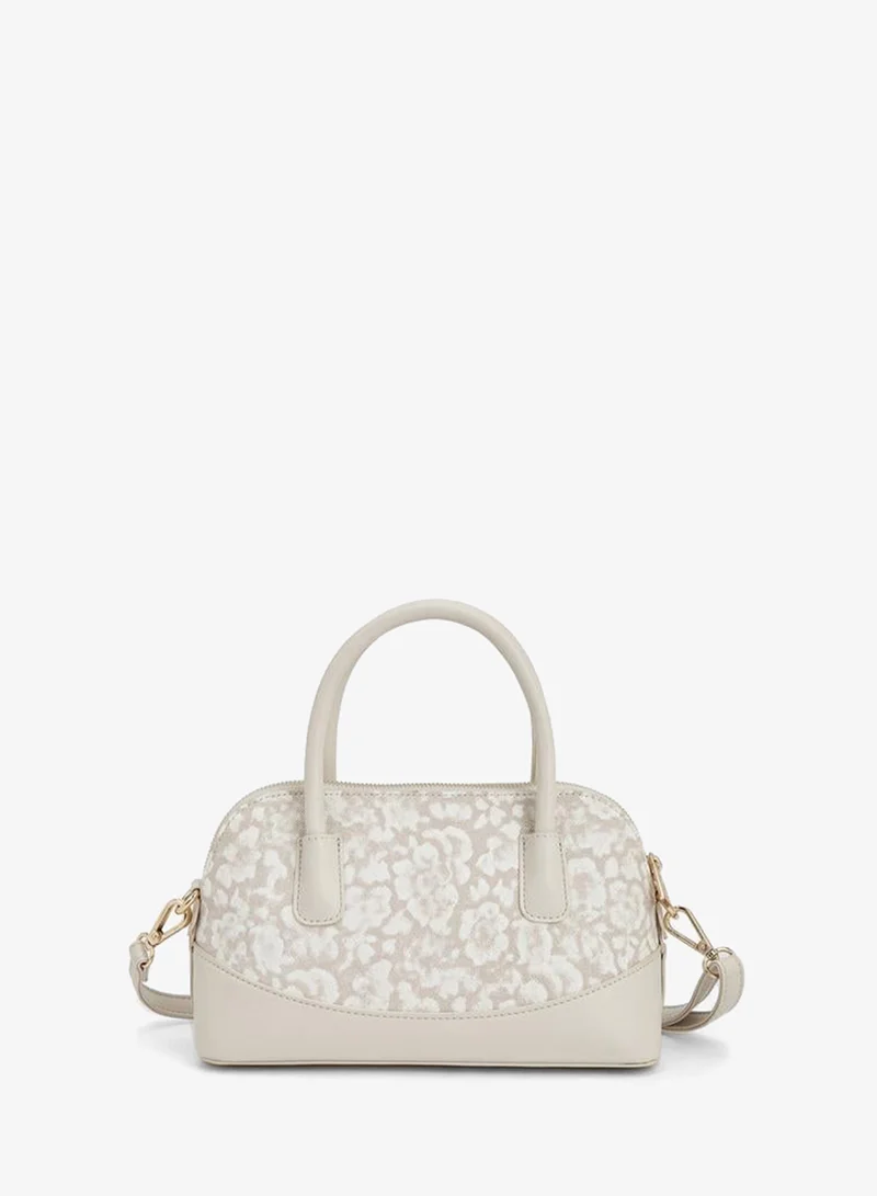 Flora Bella By Shoexpress CREAM Flora Bella Floral Print Handbag With Double Handles And Detachable Shoulder Strap for Women | Best Price UAE