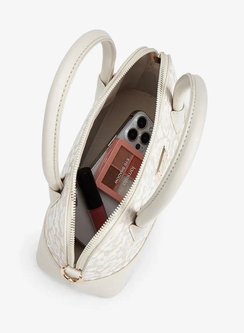Flora Bella By Shoexpress CREAM Flora Bella Floral Print Handbag With Double Handles And Detachable Shoulder Strap for Women | Best Price UAE