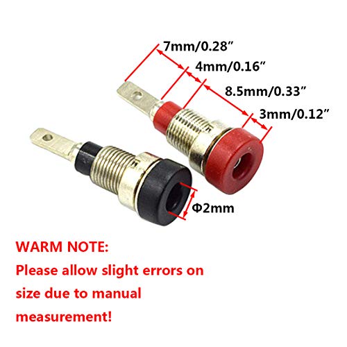 Hxchen 10Pcs 2mm Banana Jack Socket Female Adapter Panel Mount Binding Post for 2mm Banana Plug Connectors Black and Red - Image 2