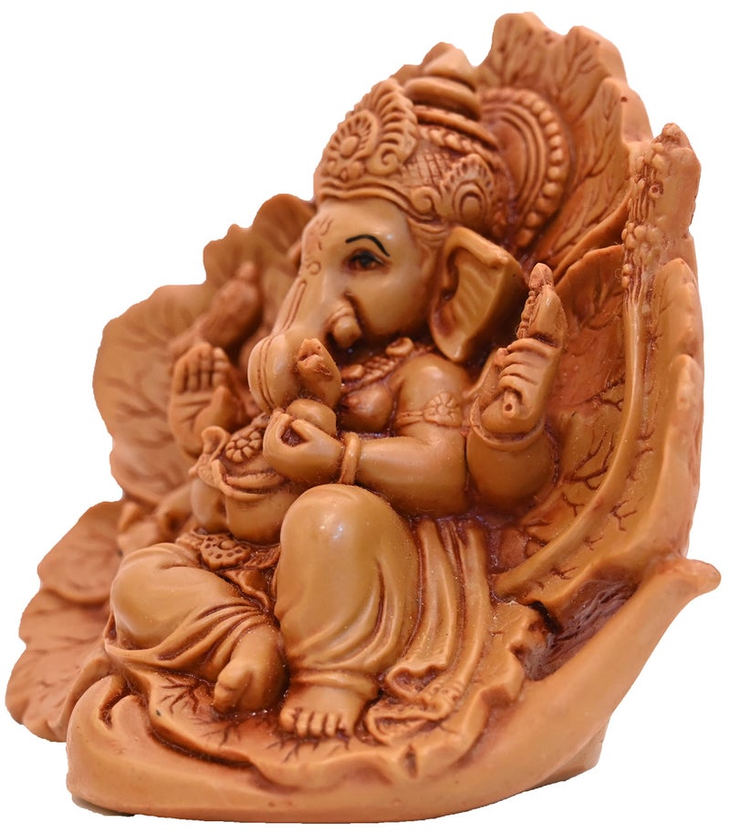 KariGhar® Ganesh Ganpati Bappa Shoeflower Idol for Car Dashboard | Living Room | Drawing Room | House Warming | Puja Ghar | Decoration & Gifting 8 x 14 x 11 cm - Image 4