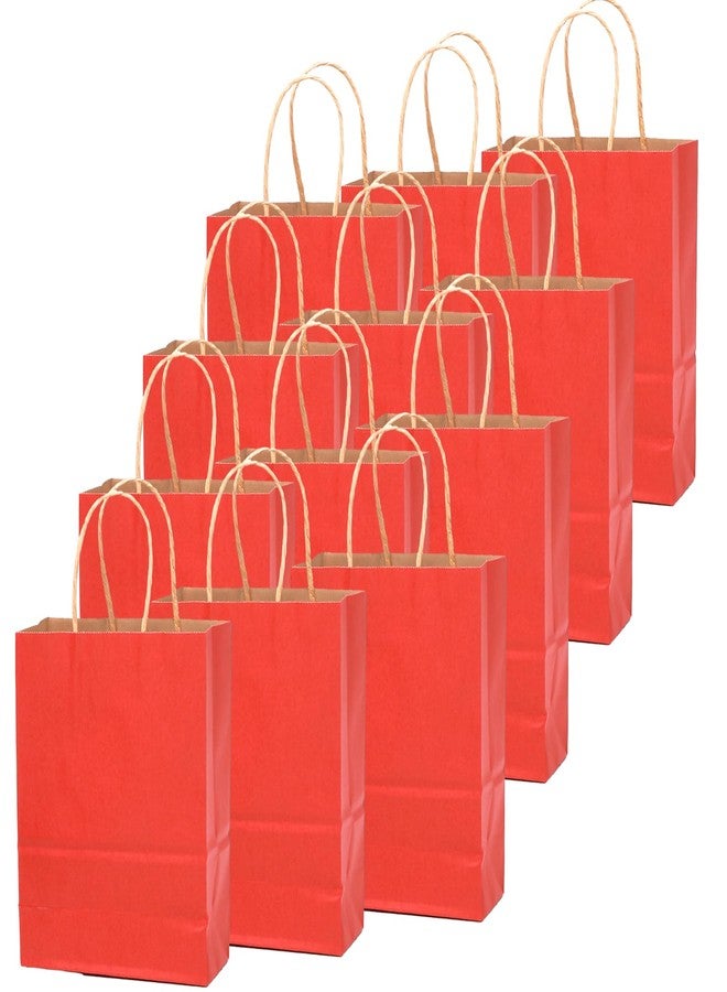 qiqee 50-Packs Gift Bag with Handles Bulk Kraft Red Paper Bags Multiple Uses (8.3"x3"x6"inch Small Size) - Image 2