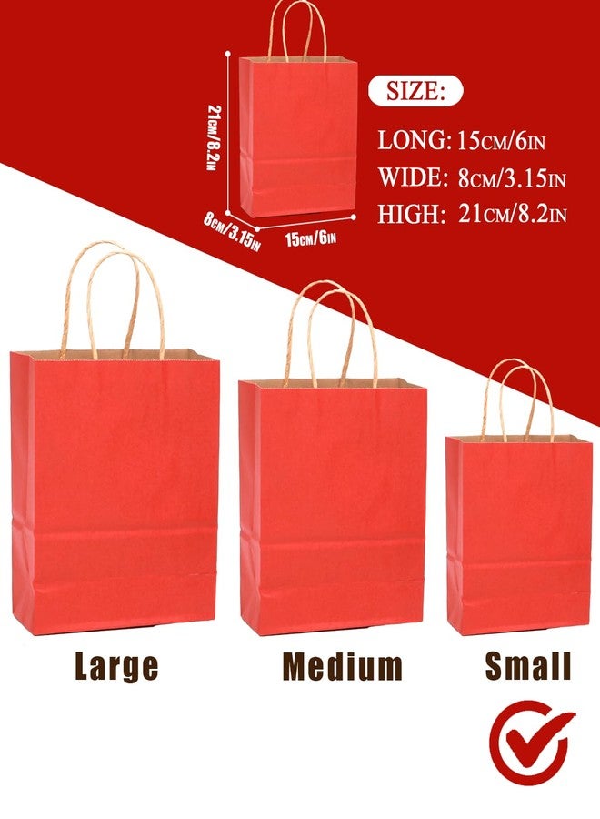 qiqee 50-Packs Gift Bag with Handles Bulk Kraft Red Paper Bags Multiple Uses (8.3"x3"x6"inch Small Size) - Image 4