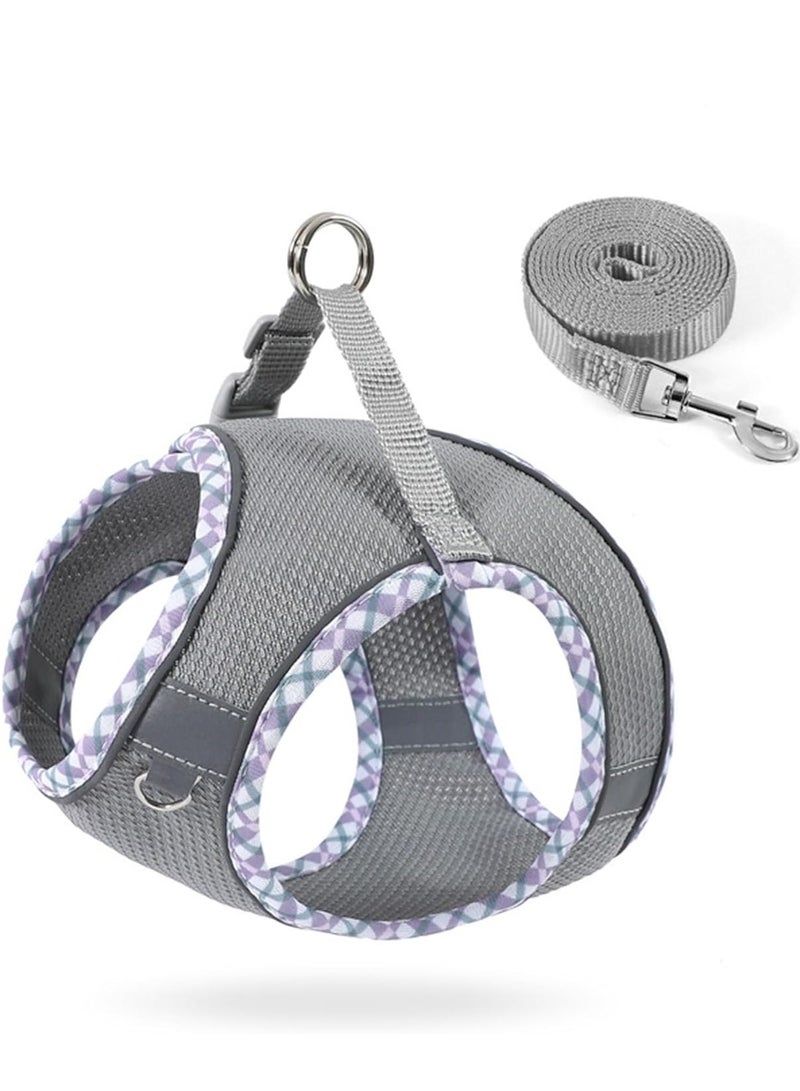 طقم سرج للقطط والكلاب - سرج ومقود مانع للشد، سرج سهل المشي، مناسب للجري والتدريب، قابل للتعديل، 5 مقاسات، 4 ألوان، سرج مريح للكلاب والقطط، سرج عاكس للضوء، سرج مبطن ناعم للحيوانات الأليفة للأنشطة الخارجية - Image 1