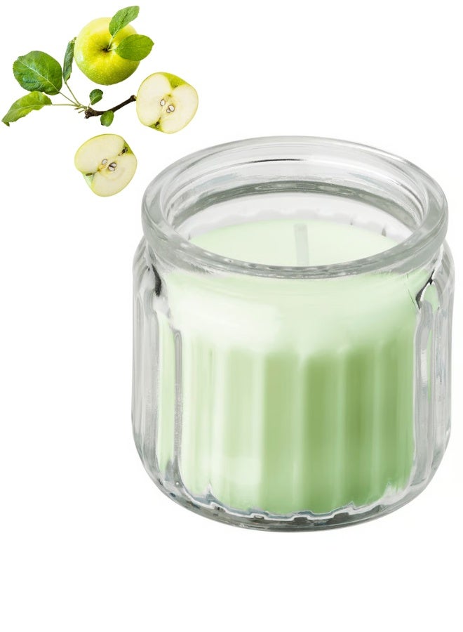 Ikea Green Mini Scented Candles in Glass Jars, Apple, Apple Blossom and Jasmine Scent, 12 Hours - Image 1
