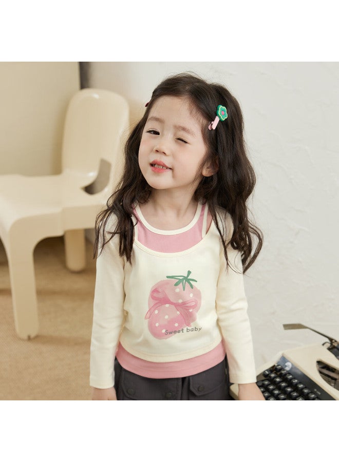 Luson Xiao O Bao Okids Children's Clothing Fake Two-piece Long Sleeve T-shirt Autumn New Stylish Top - Image 2