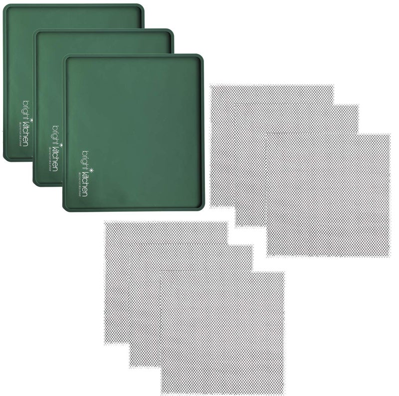 3 Edge Fruit Leather Silicone  6 Mesh Screen Dehydrator Sheets Compatible With Magic Mill Pro BioChef Arizona Non Stick Dryer Mats for Jerky Fruit Herbs Chips Flax Crackers Crusts Tray Lip Liners