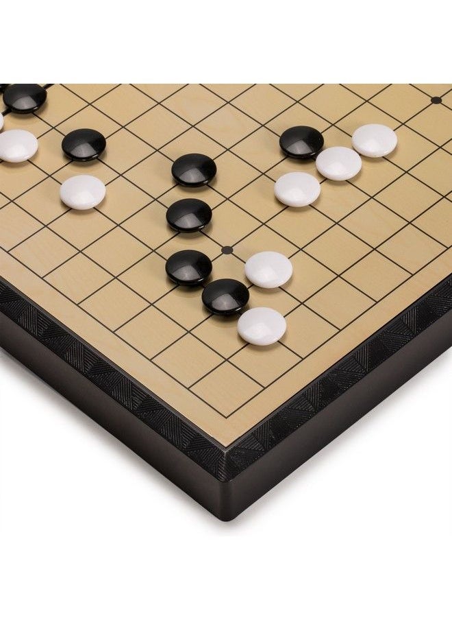 Yellow Mountain Imports - Large Magnetic 19X19 Go Game Set Board (14.6Inch) With Single Convex Stones Folding Portable And Travel Ready Set - Image 1