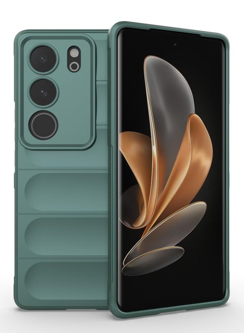 جراب موبايل ماجيك شيلد  سيليكون مضاد للصدمات وحمايه للكاميرا متوافق Vivo V29 / S17 Pro (اخضر غامق)