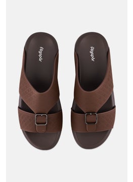 Algspar Men 2 Strap Slip On Arabic Sandals, Dark Brown  - Image 3