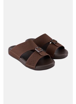 Algspar Men 2 Strap Slip On Arabic Sandals, Dark Brown  - Image 1