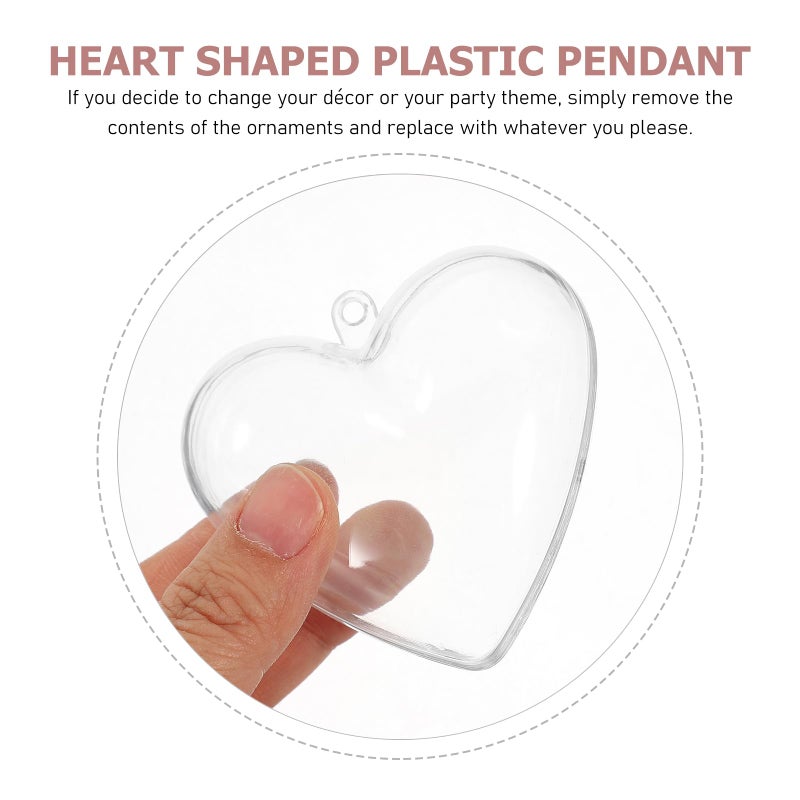 Amosfun 10Pcs Hearts Shape Ornaments 6cm Clear Plastic Heart Box Fillable Balls for DIY Crafts Wedding Party Special Night Decorations - Image 3