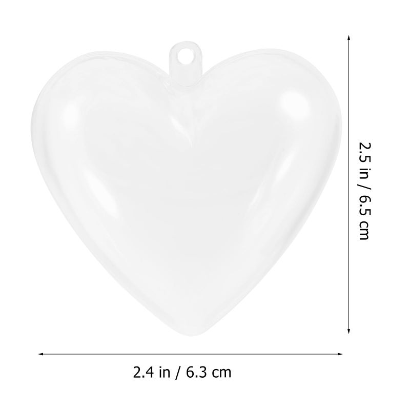 Amosfun 10Pcs Hearts Shape Ornaments 6cm Clear Plastic Heart Box Fillable Balls for DIY Crafts Wedding Party Special Night Decorations - Image 2