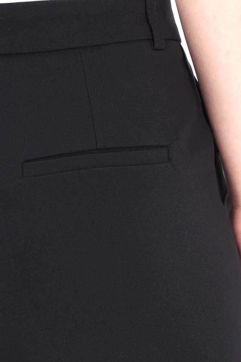 Allday Black-Cotton Double Leg Slim Fit Trousers