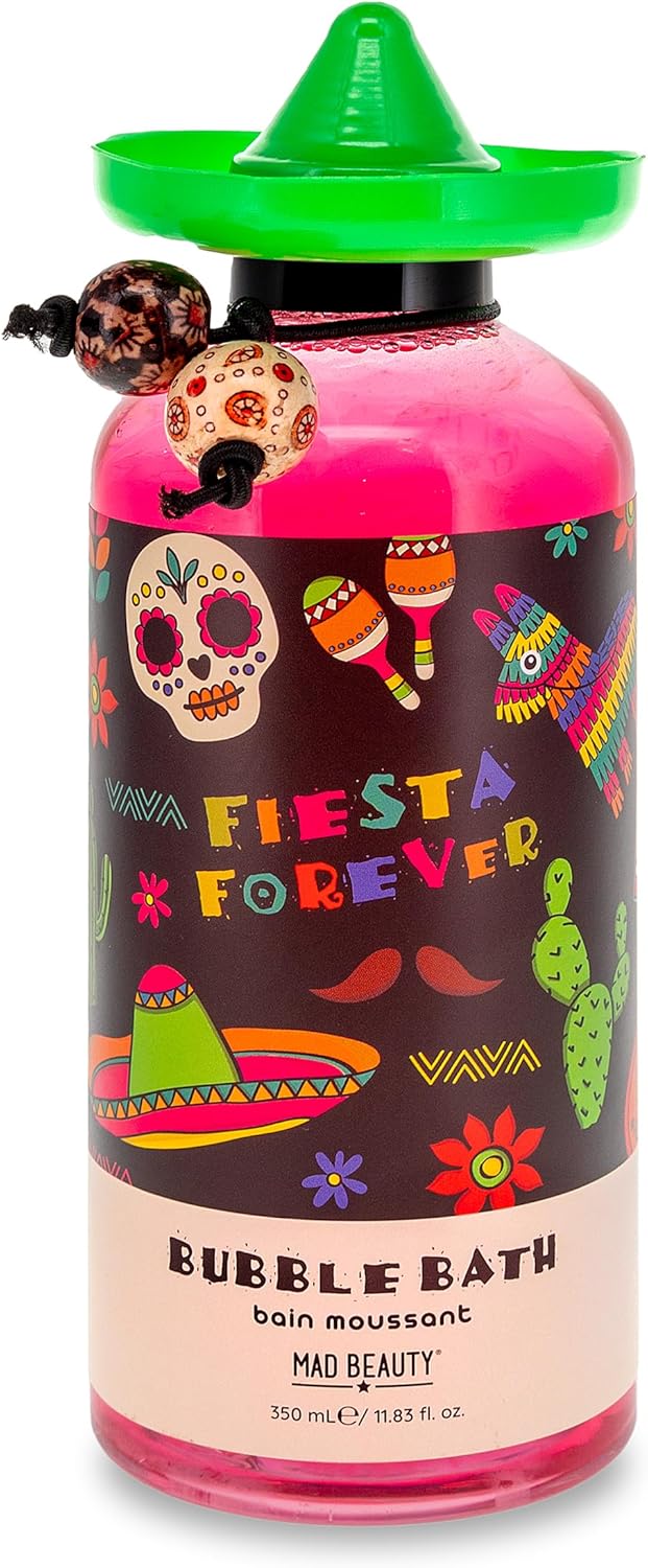 Mad Beauty MAD Beauty Fiesta Forever Bubble Bath  Pineapple  Lime Scent Lemon Sobrero Cap Mexican Style Sugar Skull Relaxing Bubble Soak Fun Gift for Women and Men