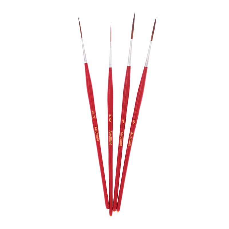 ARROLLIANT Fine Detailing Brush for Painting,Long Liner Rigger Brush Set of 4 pcs for Artists Acrylic, Oil, Watercolor & Gouache - Handmade Paint Brush Set Synthetic Squirrel Hair (Wood) - Image 5
