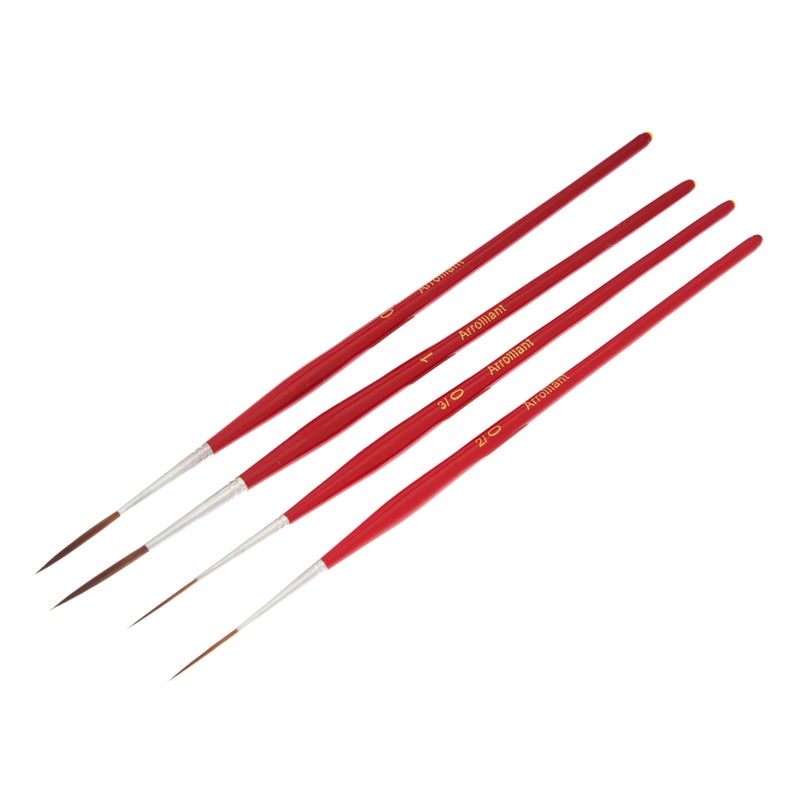 ARROLLIANT Fine Detailing Brush for Painting,Long Liner Rigger Brush Set of 4 pcs for Artists Acrylic, Oil, Watercolor & Gouache - Handmade Paint Brush Set Synthetic Squirrel Hair (Wood) - Image 1
