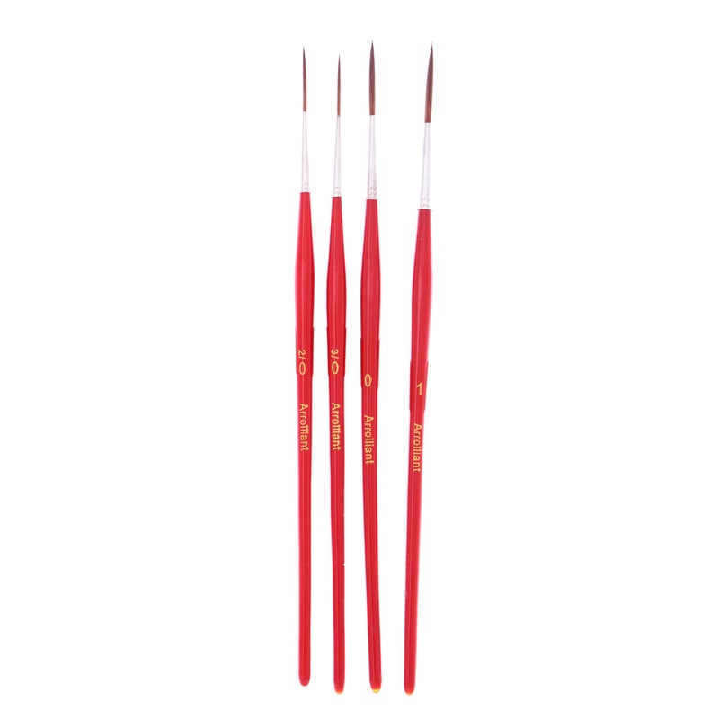 ARROLLIANT Fine Detailing Brush for Painting,Long Liner Rigger Brush Set of 4 pcs for Artists Acrylic, Oil, Watercolor & Gouache - Handmade Paint Brush Set Synthetic Squirrel Hair (Wood) - Image 2