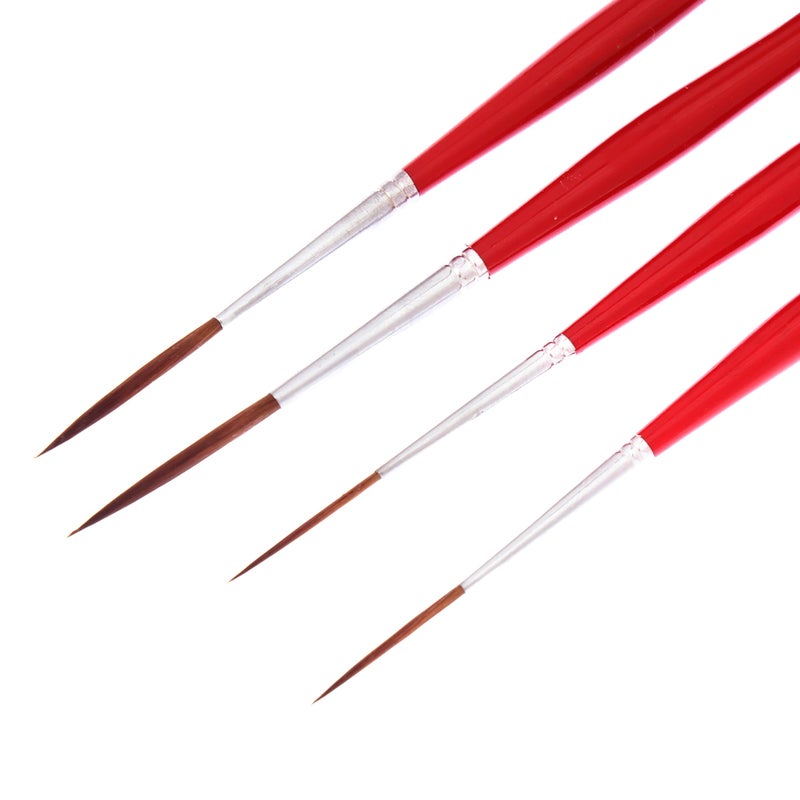 ARROLLIANT Fine Detailing Brush for Painting,Long Liner Rigger Brush Set of 4 pcs for Artists Acrylic, Oil, Watercolor & Gouache - Handmade Paint Brush Set Synthetic Squirrel Hair (Wood) - Image 3
