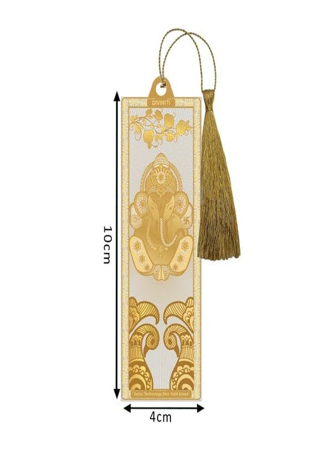 Diviniti 24K Gold Plated Ganesha Bookmark with Tassel String | Premium Religious Book Marker | Hindu Spiritual Gift for Bhagavad Gita, Prayer & Devotional Reading | Luxury Return Gift | Size 10 x 4 cm - Image 2