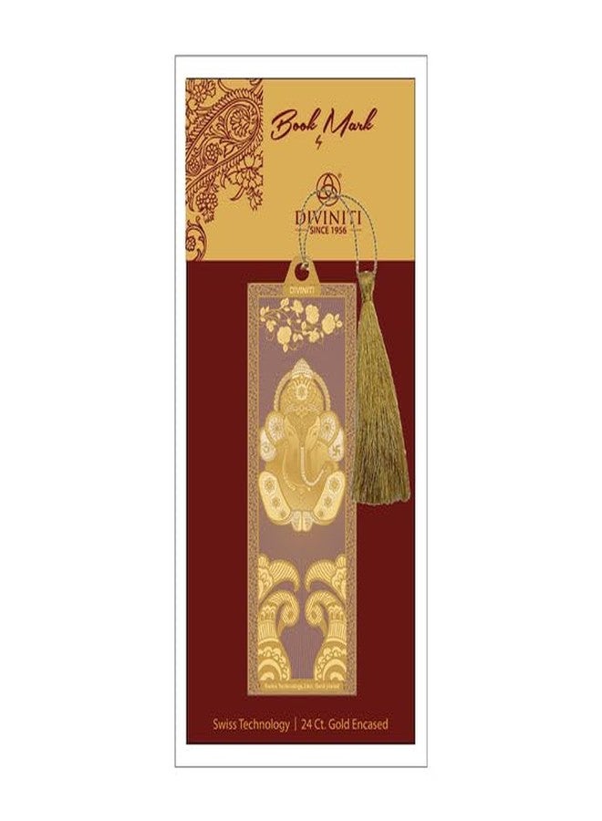 Diviniti 24K Gold Plated Ganesha Bookmark with Tassel String | Premium Religious Book Marker | Hindu Spiritual Gift for Bhagavad Gita, Prayer & Devotional Reading | Luxury Return Gift | Size 10 x 4 cm - Image 1