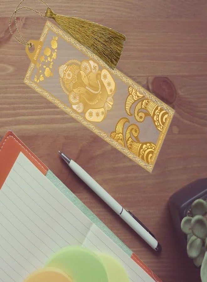 Diviniti 24K Gold Plated Ganesha Bookmark with Tassel String | Premium Religious Book Marker | Hindu Spiritual Gift for Bhagavad Gita, Prayer & Devotional Reading | Luxury Return Gift | Size 10 x 4 cm - Image 5
