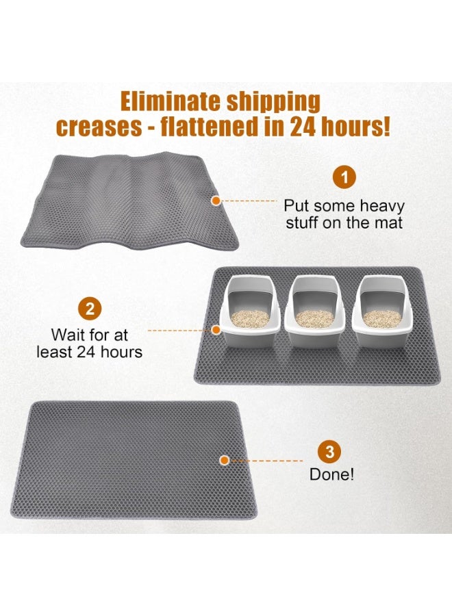 Loxira XL Cat Litter Mat - 30"x22" Extra Large, Honeycomb Double Layer Traps Litter, Washable & Urine Proof, Non-Toxic EVA for Multi-Cat Homes (Grey) - Image 5