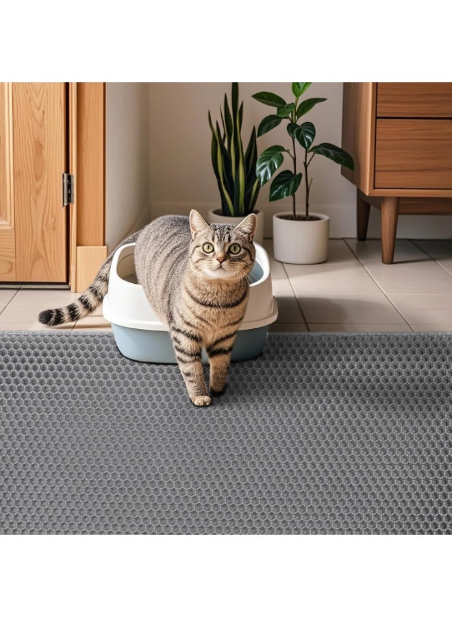 Loxira XL Cat Litter Mat - 30"x22" Extra Large, Honeycomb Double Layer Traps Litter, Washable & Urine Proof, Non-Toxic EVA for Multi-Cat Homes (Grey) - Image 4