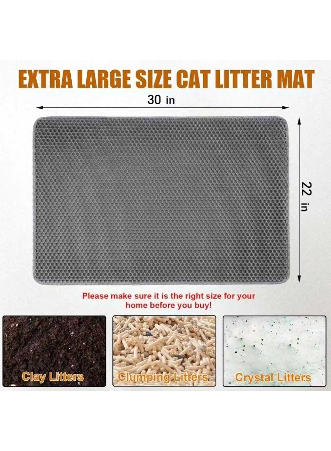 Loxira XL Cat Litter Mat - 30"x22" Extra Large, Honeycomb Double Layer Traps Litter, Washable & Urine Proof, Non-Toxic EVA for Multi-Cat Homes (Grey) - Image 2