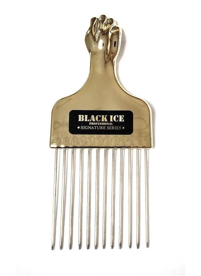 Black Ice Gold Handle Metal Pick Comb  - Image 1