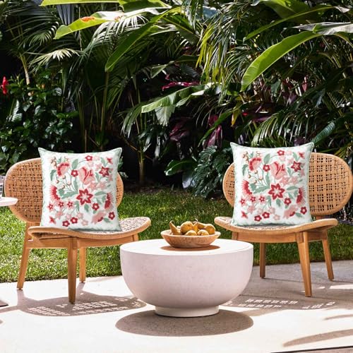 Pilmandu Set of 2 Embroidered Decorative Throw Pillow Covers Couch Square Pillowcases Cushion for Bedroom Sofa Farmhouse Decor 18x18 Inch (Angel Flower) - Image 4