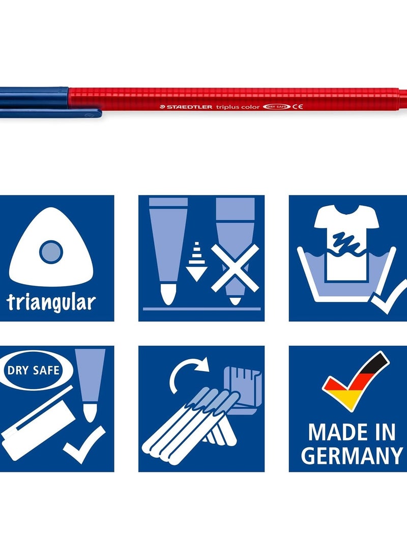 STAEDTLER 10-Piece Triplus Fibre-Tip Colouring Pens 1.0mm Tip Multicolour  - Image 3