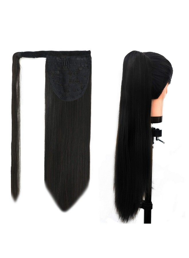 Paradise Straight Wrap Around Ponytail Hair Extensions For Women And Girls (Black) - Image 2