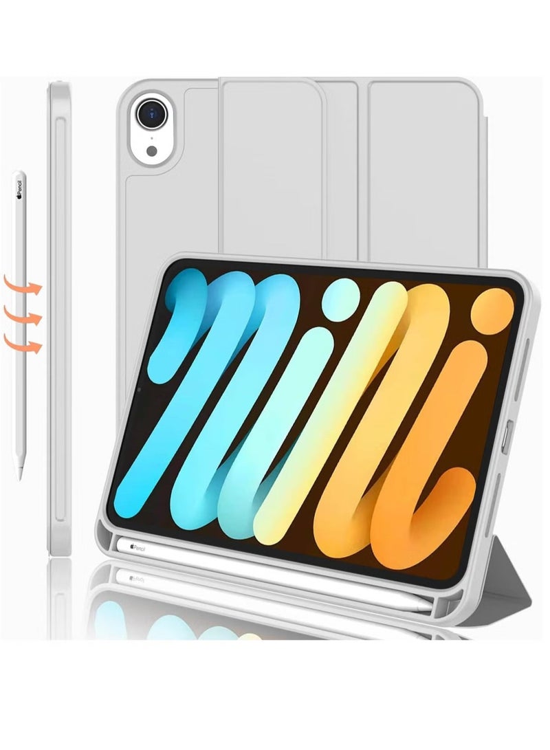 ELTRAZONE New iPad Mini 6 Case (8.3 Inch, 2021 6th Gen) with Pencil Holder, Trifold Stand, Smart Case, Soft TPU Back, Auto Wake/Sleep - Image 1