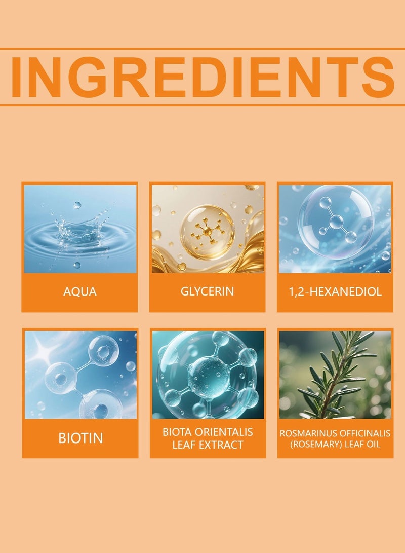 Hair Growth Spray with Rosemary Oil and Biotin Non-Greasy Helps Prevent Hair Loss for Scalp 60ml - Image 3