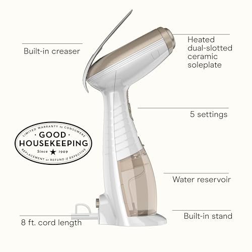 CONAIR مكواة بخار محمولة من كونير للملابس، بخار قماش توربو إكستريم ستيم 1875 واط، تصميم محمول باليد، بخار قوي يتخلل الأقمشة، أبيض/شمبانيا - Image 2